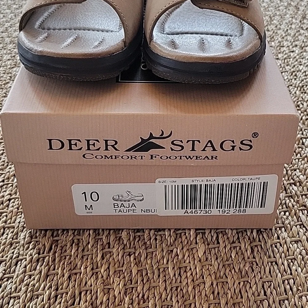 DEER STAGS baja taupe suede leather sandals.  New in box.  Size 10